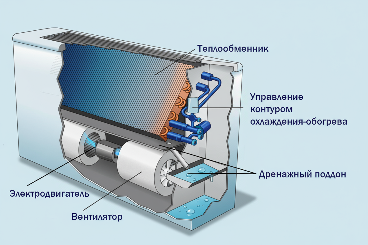 Внутреннее устройство фанкойла